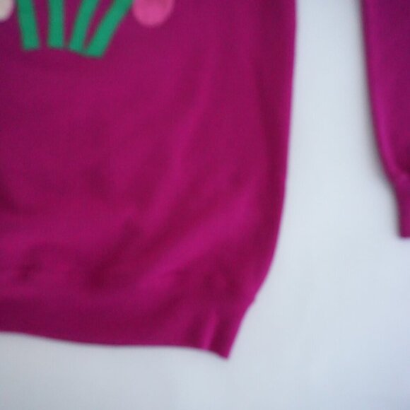 Vintage Purple w Embroidered Floral Tulips Crewneck Sweater Xl - Picture 6 of 10